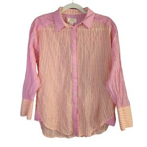 Maeve Anthropologie Top Womens XS Orange Pink Katia Two Toned